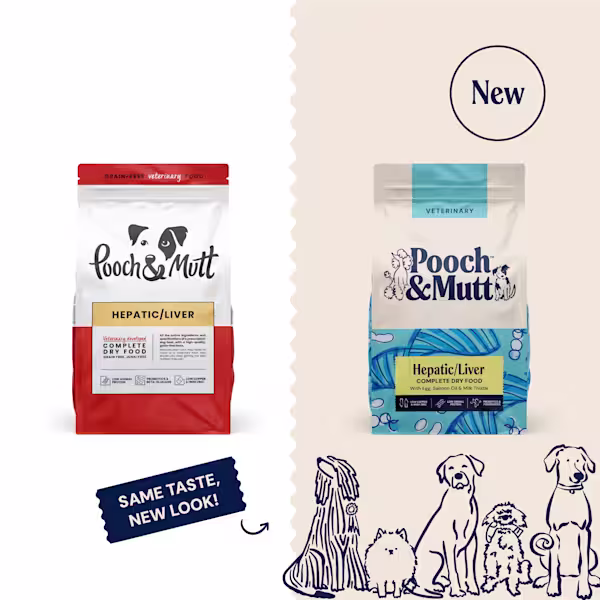 P&M NEW vs OLD DRY FOOD VETERINARY HEPATIC 10 kg