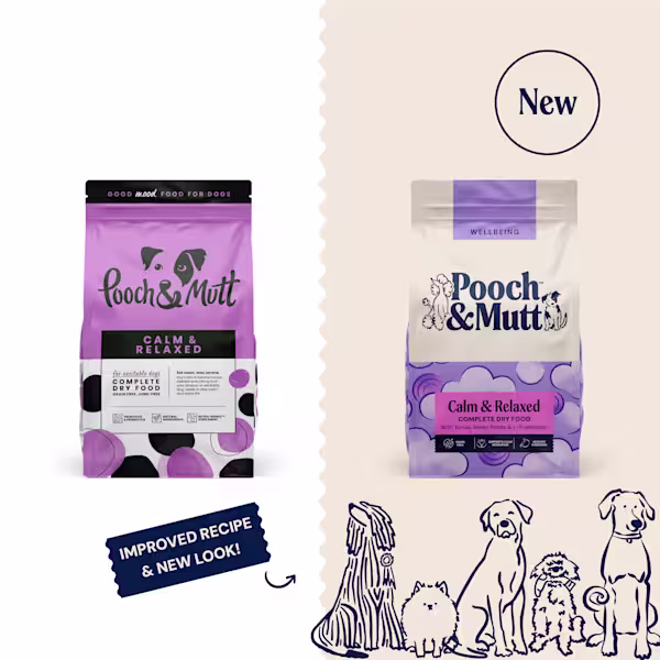 P&M NEW vs OLD DRY FOOD WELLBEING CALM & RELAXED 10 kg