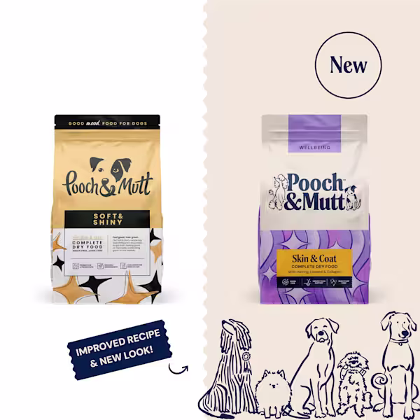 P&M NEW vs OLD DRY FOOD WELLBEING SKIN & COAT 10 kg