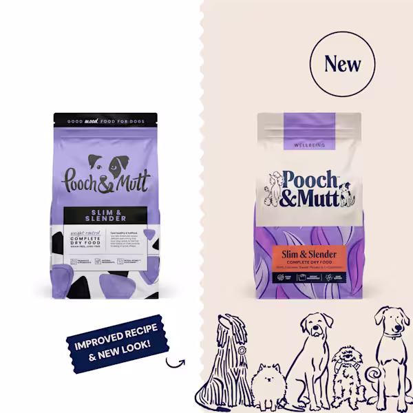 P&M NEW vs OLD DRY FOOD WELLBEING SLIM & SLENDER 10 kg
