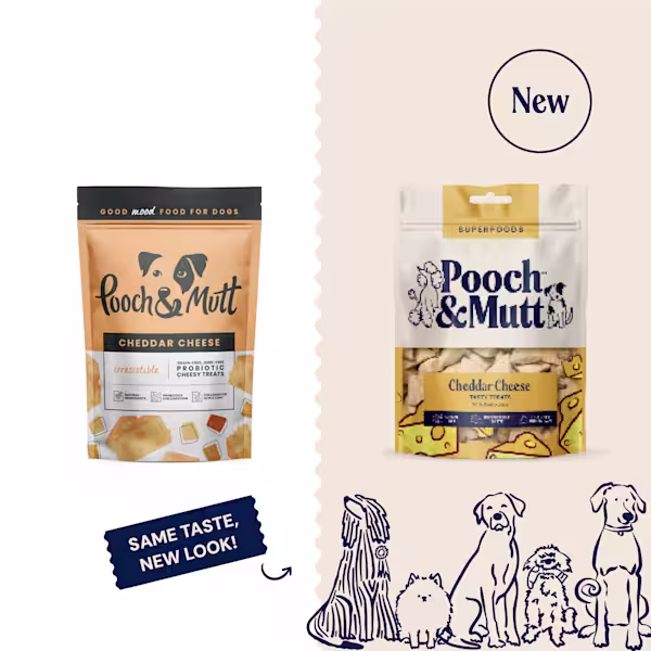P&M NEW vs OLD TREATS SUPERFOODS CHEDDAR CHEESE